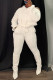 Apricot Casual Solid Backless Hooded Collar Long Sleeve Two Pieces