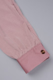 Light Pink Casual Solid Patchwork Turndown Collar Long Sleeve Two Pieces (Without Waist Chain)