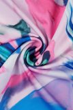 Purple Sexy Print Bandage Backless Halter Sleeveless Dress Dresses