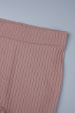 Bare Color Casual Solid Basic O Neck Long Sleeve Two Pieces