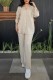 Apricot Casual Solid Patchwork Shirt Collar Long Sleeve Two Pieces