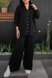 Apricot Casual Solid Patchwork Shirt Collar Long Sleeve Two Pieces
