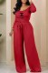 Red Casual Print Letter U Neck Long Sleeve Two Pieces