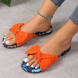 Orange Casual Daily Patchwork With Bow Round Comfortable Shoes