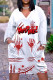 White Casual Print V Neck Long Sleeve Dresses