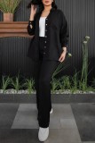 Apricot Casual Solid Patchwork Shirt Collar Long Sleeve Two Pieces