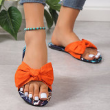 Green Casual Daily Patchwork With Bow Round Comfortable Shoes