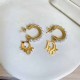 Gold Elegant Letter Pearl Earrings