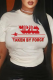 White Daily Vintage Print Patchwork Letter O Neck T-Shirts