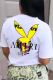 White Casual Street Print Patchwork O Neck T-Shirts