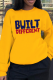 Yellow Street Print Letter O Neck Tops