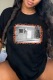 Black Casual Vintage Print Patchwork O Neck T-Shirts
