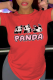 Red Casual Vintage Print Patchwork O Neck T-Shirts