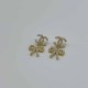 Gold Elegant Letter Pearl With Bow Earrings