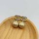 Champagne Elegant Letter Pearl Rhinestone Earrings