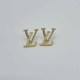 Gold Simplicity Letter Pearl Rhinestone Earrings