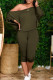 Dark Brown Casual Solid Patchwork Draw String Oblique Collar Long Sleeve Two Pieces
