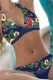 Tibetan Blue Sexy Print Bandage Backless Swimwears (With Paddings)