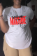White Casual Daily Print Letter O Neck T-Shirts