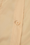 Apricot Casual Solid Patchwork Buckle Flounce Turndown Collar Tops