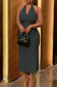Black Street Solid Patchwork Frenulum Backless Halter One Step Skirt Dresses