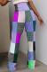 Grass Green Casual Street Color Block Patchwork Straight High Waist Straight Patchwork Bottoms