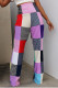 Multicolor Casual Street Color Block Patchwork Straight High Waist Straight Patchwork Bottoms