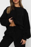 Dark Gray Casual Solid Patchwork O Neck Long Sleeve Two Pieces