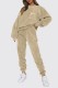 Apricot Casual Solid Patchwork O Neck Long Sleeve Two Pieces