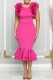Rose Red Casual Solid Patchwork O Neck Sleeveless Dress Dresses