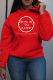 Red Street Print Draw String Hooded Collar Tops
