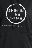 Red Street Print Draw String Hooded Collar Tops