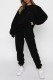 Black Casual Solid Patchwork O Neck Long Sleeve Two Pieces