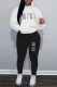 White Street Print Letter Hooded Collar Long Sleeve Two Pieces