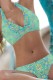 Cyan Sexy Print Bandage Backless Swimwears (With Paddings)