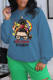 Gray Blue Daily Vintage Print Patchwork O Neck Tops