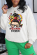 White Daily Vintage Print Patchwork O Neck Tops