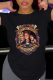 Black Casual Vintage Print Patchwork O Neck T-Shirts