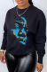 Black Street Daily Print Patchwork O Neck Tops