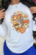 White Casual Daily Print Patchwork O Neck Tops