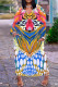 Multicolor Casual Print Basic V Neck Long Sleeve Dresses
