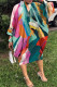Multicolor Casual Print Hollowed Out Patchwork Half A Turtleneck Long Sleeve Dresses