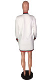 White V Neck Patchwork Patchwork Long Sleeve Coats & Cardigan