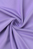 Light Purple Casual Solid Basic U Neck Long Sleeve Three Piece Set