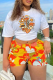 White Street Vintage Print Patchwork O Neck T-Shirts