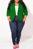 Blue Casual Solid Cardigan Turn-back Collar Plus Size Overcoat