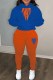 Royal Blue Casual Print Letter Hooded Collar Long Sleeve Two Pieces