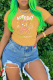 Yellow Vintage Cute Print Patchwork O Neck T-Shirts