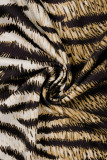 Tiger Pattern Sexy Animal Print Patchwork Backless Spaghetti Strap One Step Skirt Dresses