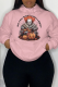 Pink Casual Daily Print Patchwork O Neck Tops